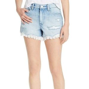 BlankNYC High Rise Lace Denim Shorts NWT